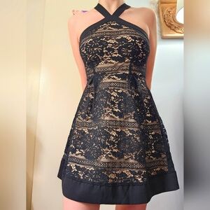Cute Cocktail Hoco Dress Black Lace Size S